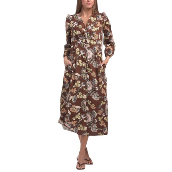 LA PICCOLA CREATIVA Made In Italy Long Sleeve Floral Maxi Dress - Picture 1 of 3